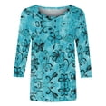 thumbnail image 4 of Mifsaly 3/4 Sleeve Tops for Women Cotton Blouse Vintage Print Crewneck Dressy Casual Shirts Breathable Going Out Work Blouses Trendy Summer Outfits S, 4 of 5