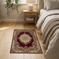 thumbnail image 3 of ODIKA 2'x3' Washable Accent Rug Pet Friendly, Bedside Mat Traditional Way Motif Decorative Border Vintage Hallways for Bedroom, Nursery, RV, 3 of 7