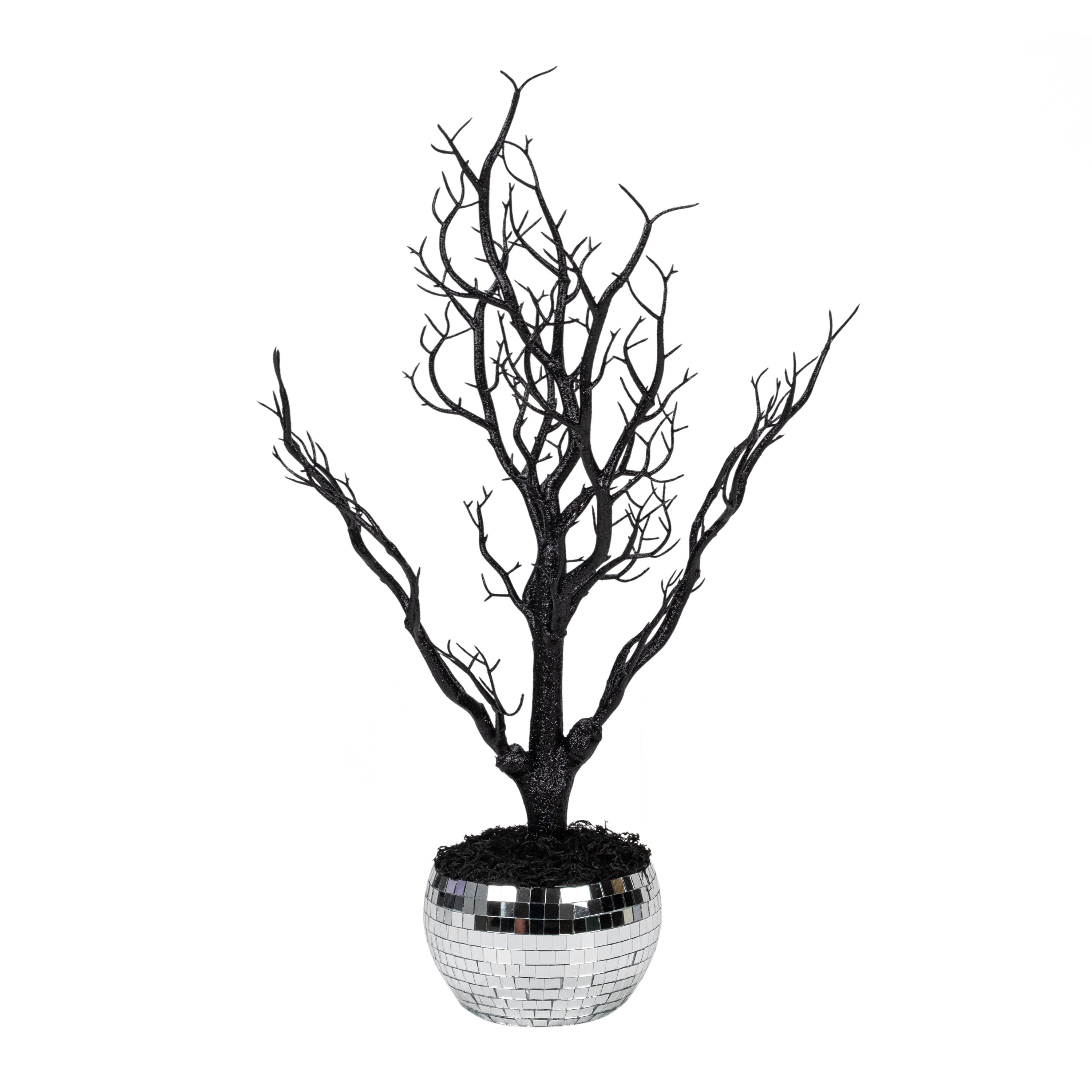 Ghostly Disco Tree Tabletop Decor, Silver & Black, 18", Halloween by Way To Celebrate