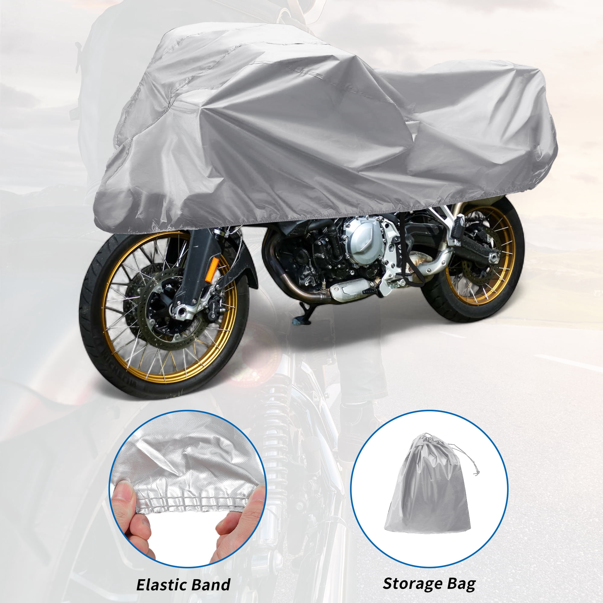 Unique Bargains Motorcycle Cover Outdoor Half Cover 420D-PU 104.33"x41.34"x25.59"