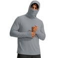 thumbnail image 3 of Mens UPF 50+ Sun Protection Jacket Hooded Long Sleeve Lightweight Quick Dry Fashion Athletic Top with Pockets and Thumb Hole Gray XXL, 3 of 8
