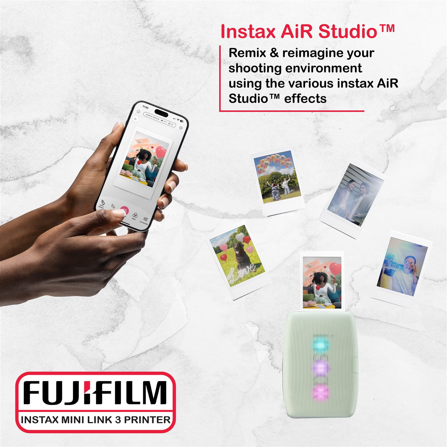 FUJIFILM INSTAX MINI LINK 3 Smartphone Printer (Sage Green) Bundle with Fujifilm Instax Mini film (40 sheets), Instax Mini LINK 3 Protective Case
