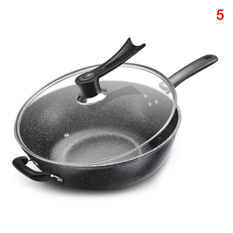 Alexsix Frying Pan with Lid Non-Stick Granite Small Frying Pan Wok  Multifunctional Easy to Clean for Kitchen(Pot And Lid,32) 