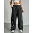 thumbnail image 5 of Womens Baggy Wide Leg Pants Casual Stripe Elastic Waisted Palazzo Harem Pants with Pockets Black L, 5 of 7
