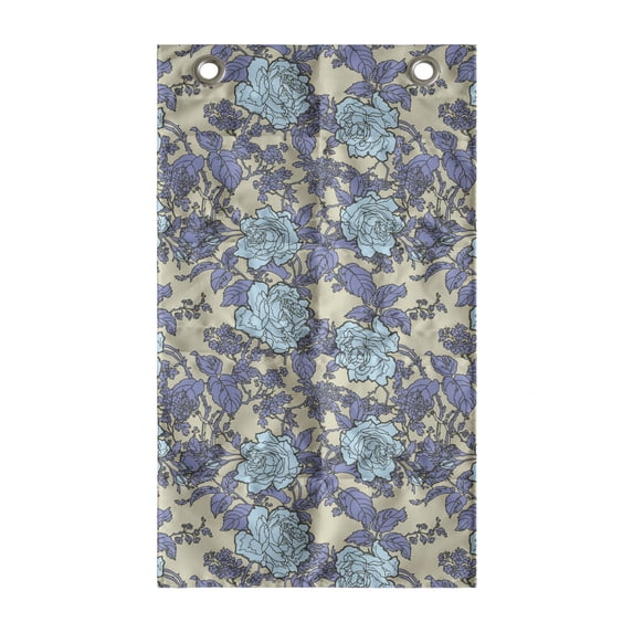 Floral Hanging Pocket Organizer, Hand Drawn Like Wild Roses Flowers Leaves Ornamental Garden Print, Printed Polyester Storage Bag with Pockets, 21" x 31", Lavender Blue and Multicolor