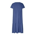 thumbnail image 4 of Kiplyki Women's Summer Flowy Dresses Looes V-Neck Short Sleeve Long Solid Pleated Dresses, 4 of 6