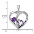 thumbnail image 5 of 925 Sterling Silver Rhodium Diamond, Amethyst, Pink Quartz Heart Shaped Pendant, 5 of 6