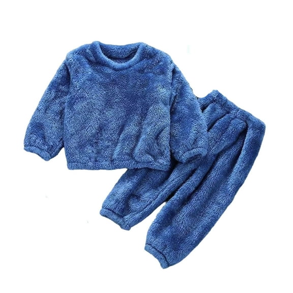 Tiijoy Little Girls Fuzzy Pajamas Long Sleeve Top Pants Cozy Loungewear, Sizes 5-6