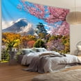 thumbnail image 2 of Tapiz para colgar en la pared, castillo japonés, flor de cerezo, 150 x 130 cm, 2 of 3
