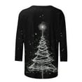 thumbnail image 4 of Ounisa 3/4 Length Sleeve Womens Tops Casual Loose Fit Crewneck T Shirts Cute Solid Christmas Tree Graphic Three Quarter Length Tunic Tops, 4 of 5