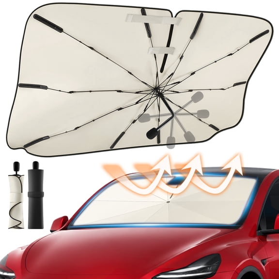 Windshield Sun Shade Umbrella,57"x33",UPF 50 Foldable Sun Shade for Car Windshield Umbrella,Protect Car from Sun Rays Heat Damage Keep Cool and Protect Interior