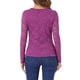 thumbnail image 3 of BLUSA DE ENCANTO PARA MUJER CON CUELLO REDONDO, MANGAS LARGAS, TRANSPARENTE, BORDADO DE FLORES, EN LILA OSCURO, 3 of 5