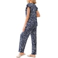 thumbnail image 4 of Fantaslook Flower Womens Pajamas Sets Two Piece Casual Lounge Sets Ruffle Sleeve Tops Wide Leg Pants with Pockets Summer Sleepwear Travel Outfits, 4 of 7