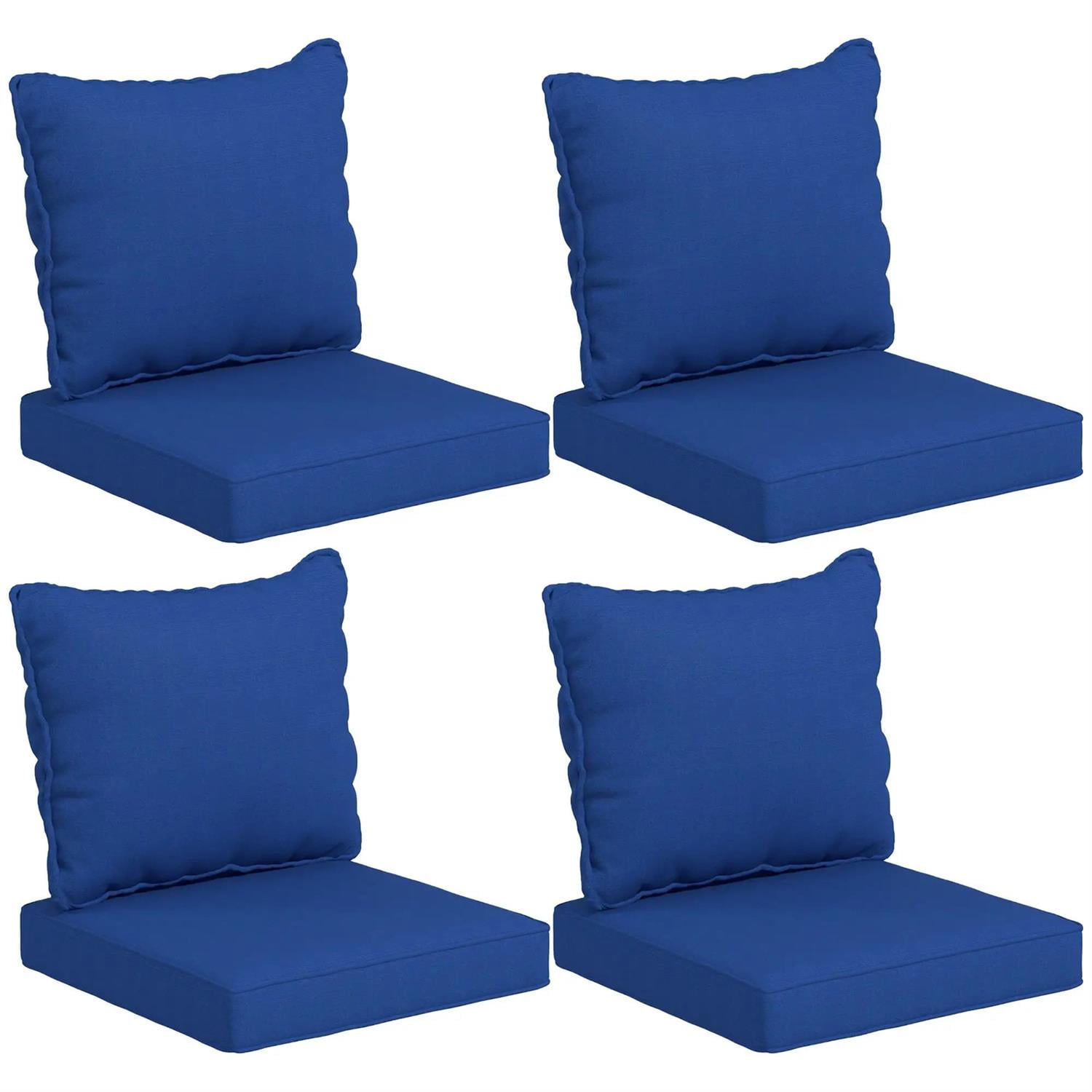 Demi Bonn 4 Pieces Outdoor Seating Cushions, Patio Chair Cushions with Seat & Backrest, Fade Resistant Seat Replacement Cushion Set, Blue