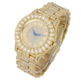 thumbnail image 4 of Charles Raymond Mens Big Rocks Bezel - Dial with Roman Numerals Fully Iced Out Watch w/Cuban Chain Bracelet & Ring - ST10327SET3PC (11,Gold), 4 of 6