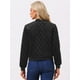 thumbnail image 4 of Chaqueta bomber acolchada con diamantes y superficie de terciopelo con cremallera para mujer con bolsillos Allegra K Negro S, 4 of 5