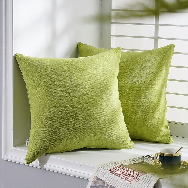 Topfinel Decorative Throw Pillow Covers Chenille for Sofa Bed Car Indoor 20x20 inch Set of 2 Green Walmart