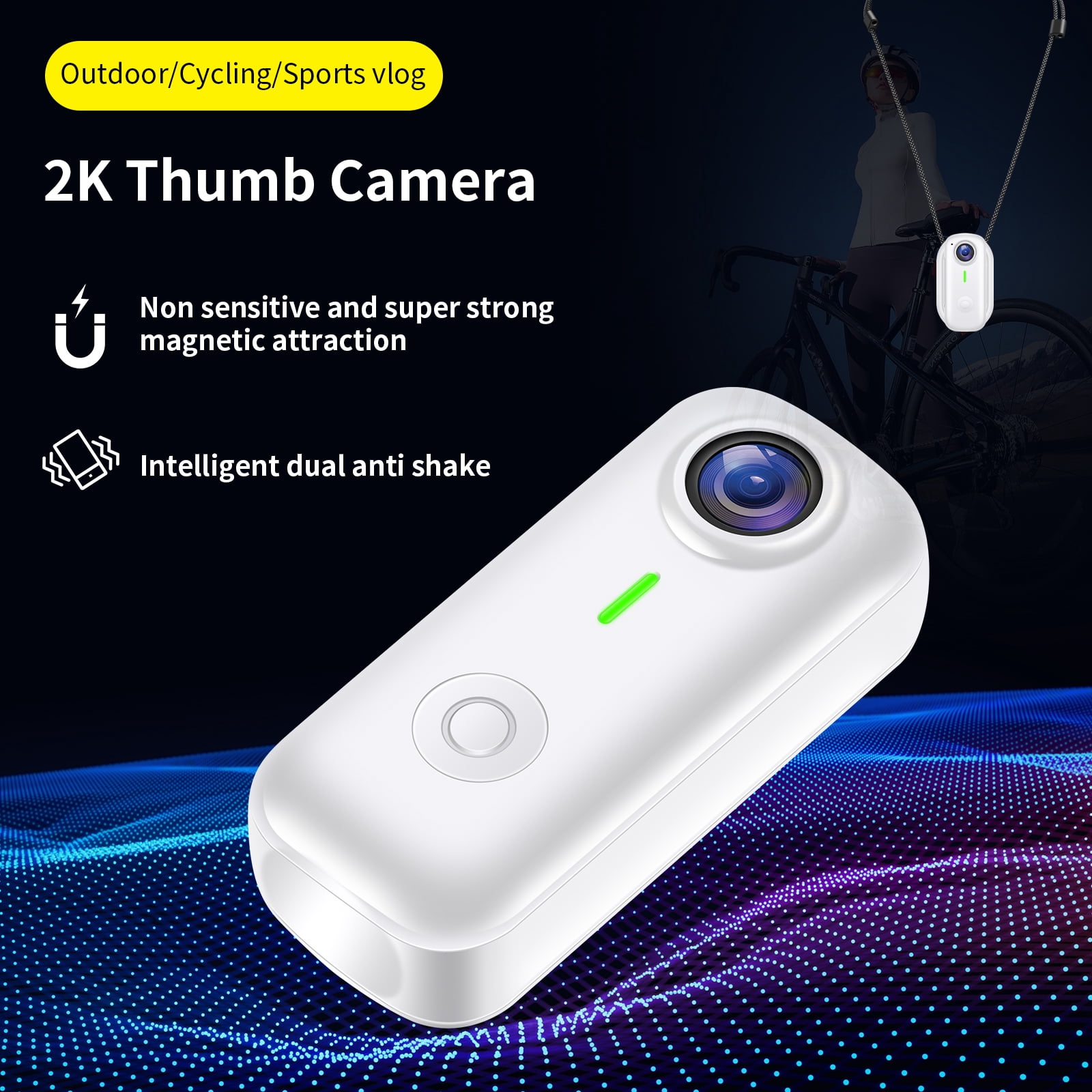 Mini Body Camera, Wearable Action Body Cam with Audio & Video- Thumb Hands Free Waterproof Recording Wearable Cameras - for Work Travel Pet Walk Swim(White)
