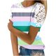 thumbnail image 1 of Camisas de Manga Corta para las Mujeres Impresión Cuello Redondo Suéter Encaje Camisa, Blusa de Verano Casual para las Mujeres, 1 of 5