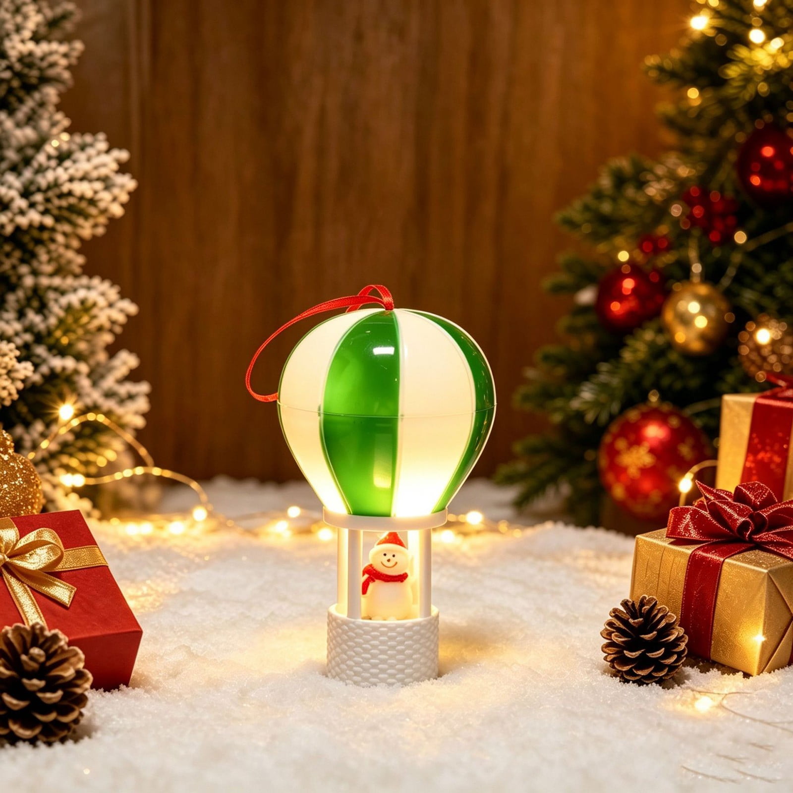 Glowing Hot Air Balloon Christmas Decor Party Table Decoration Ornament Festive Hot Air Balloon Hanging Decor for Christmas Tree