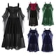 thumbnail image 2 of Vestido de mujer con hombros descubiertos, cuello barco de Halloween, manga de mosca para mujer, disfraz de bruja, disfraz de mujer, disfraz de vampiro de Halloween, 2 of 5
