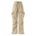 thumbnail image 5 of NIEWTR Men's Parachute Cargo Pants Baggy Casual Harem Sweatpants Elastic Waist Flap Pockets Baggy Harem Pants (L,A02-Beige), 5 of 7