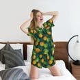 thumbnail image 5 of Honeii Pineapples with Palm Leaves for Women's Summer Pajama Set featuring Soft Short Sleeve Shirt & Matching Bottoms with Convenient Pockets for Relaxed Home Wear-Medium, 5 of 6