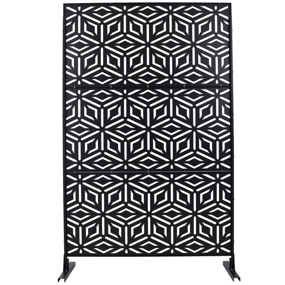 Metal Privacy Screen 76"X 48" Freestanding Outdoor Decorative Privacy Panels for Patio, Lawn, Balcony, Deck & Garden, Weather-Resistant Rustproof Room Divider