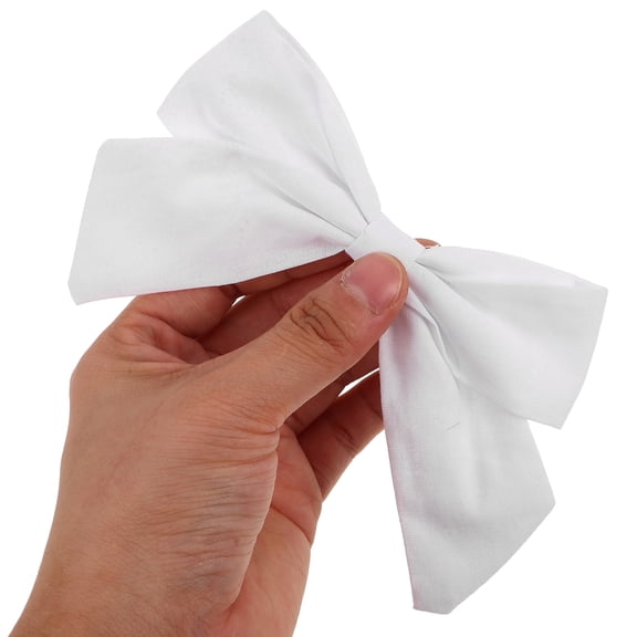 Milisten 10Pcs White Cotton Bow Hair Ties Simple Elastic Ponytail Holders Soft Hair Accessories