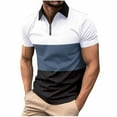 thumbnail image 2 of YHAJDS Zip Polo Shirt Men Casual Color Block Short Sleeve Collared Summer Top, 2 of 3