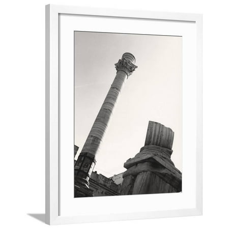 2 Way Column - Roman Columns Marking the End of the Appian Way in Brindisi Framed Print Wall Art By A. Villani