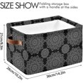 thumbnail image 4 of GZHJMY Storage Basket Black Mandala Foldable Canvas Laundry Baskets Bin Waterproof Inner Layer with Sturdy Handles for Toy Nursery Blanket Clothes 2 Pack, 4 of 7
