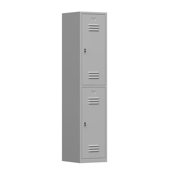 Coolsun Metal Locker with Lock, 2 Door 71" Employees Storage Locker with Clothes Hook, Locking Cabinet for Home,School,Gym,Office (Gray, 2 Door) Assembly Required