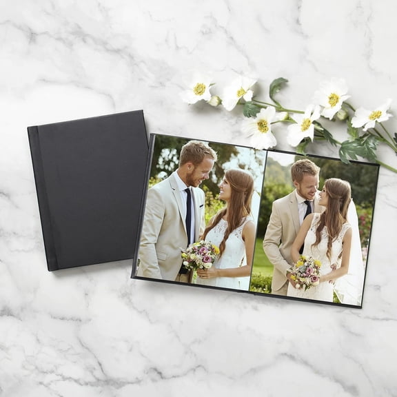 8" x 10" Black Leather Self-Stick Photo Album - Holds 20 Photos