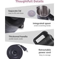 thumbnail image 5 of 0.6L Small Electric Tea Kettle Lightweight, 20 Ounce Double Wall Hot Water Boiler Stainless Steel Auto Shut-off, 120V Portable Travel Fast Boil for and Coffee, Black, 5 of 5