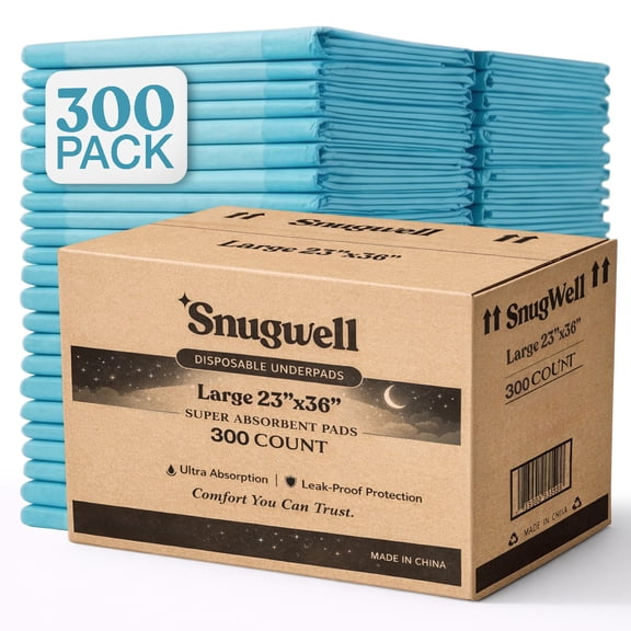 Courage Care Human-Grade Blue Moisture-Blocking XXL Underpads 23 x 36, 300 Count