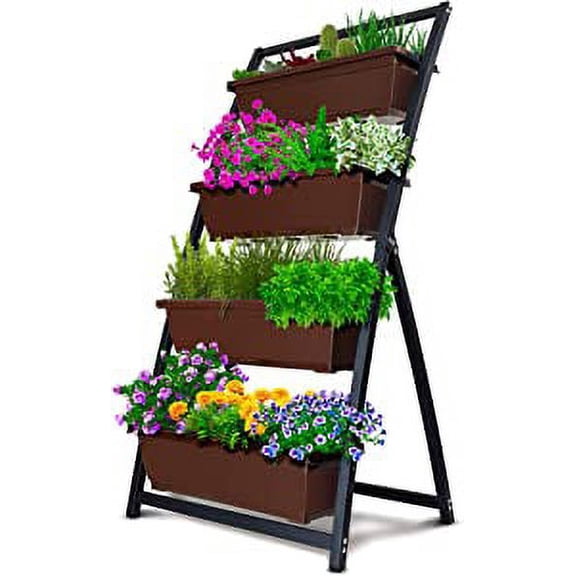 Outland Living Fernie Freestanding Vertical Garden, 4ft 4 Tier Elevated Planter Perfect for Herbs Succulents Vegetables and Flowers for Backyard and Patio