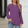 thumbnail image 3 of Fashion Plus Size Shirts Tops for Womens Spring Summer Long Sleeve Round-Neck Fashion T-Shirt Solid Color Casual For Women, 3 of 6