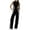 Black, variant on EazyTech Women's Two Piece Outfits Summer High Neck Sleeveless Casual Pant Set with Pockets Elastic High Waist Wide Leg Lounge Suit