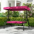 thumbnail image 4 of Gymax Converting Patio Swing Chair Porch Swing Bed w/Adjustable Canopy & Thickened Cushion Wine, 4 of 9