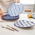 thumbnail image 6 of Vintage Blue Ceramic Salad Plates Set - 8.5 Inch Round Dessert Dishes for Kitchen, Microwave Oven Dishwasher Safe, Scratch Resistant Porcelain, Set of 6, 6 of 8
