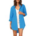 thumbnail image 1 of Women's Blouses Button Down Loose Fit Long Sleeve Shirts with Pocket, 1 of 4