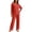 Red, variant on Ashirexll Pajamas for Women Set Solid Color Round Neck Loose Long Sleeve Top with Matching Pants Loungewear Set
