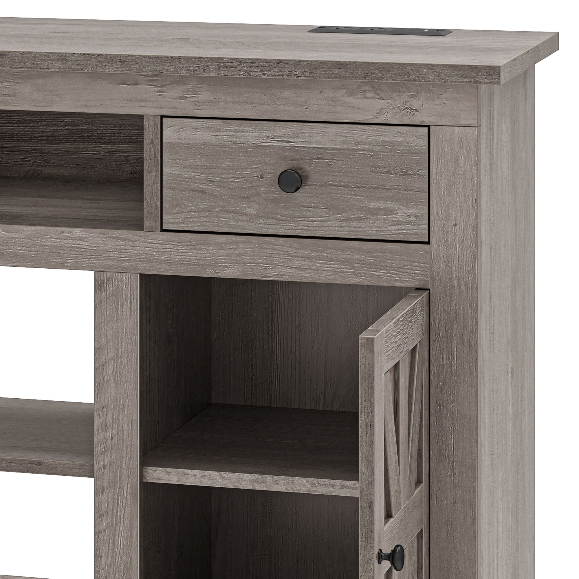 Uforic 59" Farmhouse TV Stand with Storage for Living Room, Entertainment Center for up to 65" TV, Washed Gray