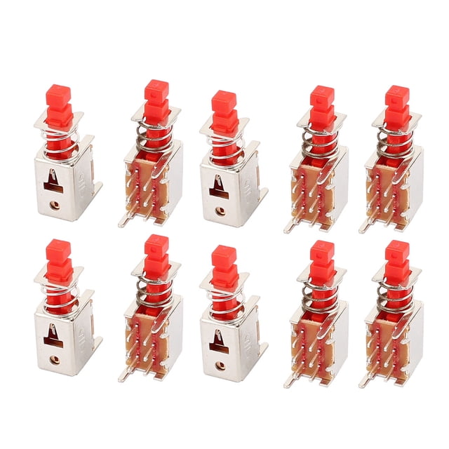 10 Piezas Interruptor de Botón Mini Micro DPDT de 6 Pines con Paso de 3.2 mm de Auto-Bloqueo