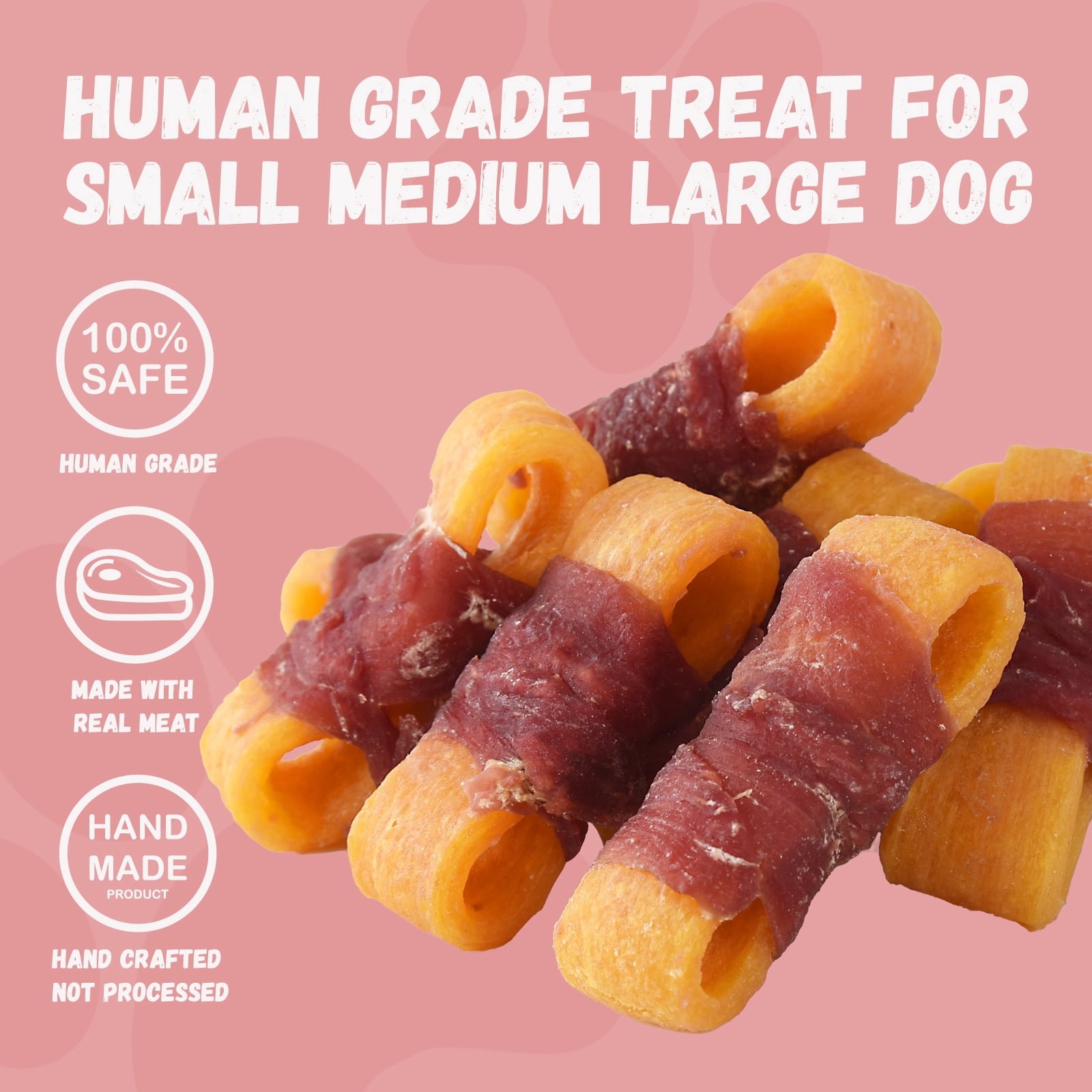 (2 pack) Pawmate Sweet Potato Dog Treats, Natural Duck Jerky Peanut Butter Chews for All Dogs,10.6oz