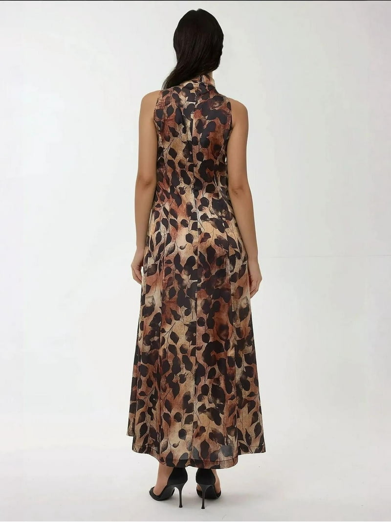 Printed Halter Collar Maxi Dress - Walmart.com