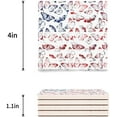 thumbnail image 3 of FMSHPON Independence Day American Flag Butterly Set of 8 Coaster for Drinks, Absorbent Ceramic Stone Coasters Cup Mat with Cork Base for Home Kitchen Room Coffee Table Bar Decor, 3 of 4