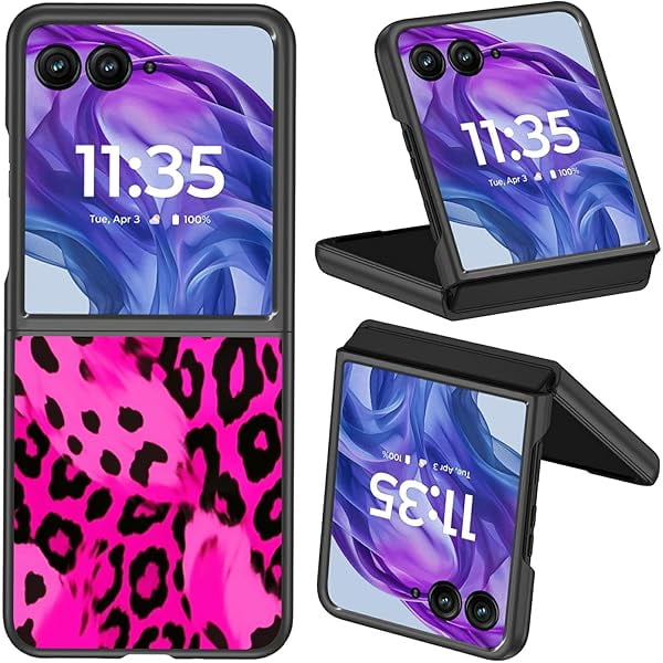wonima11 for Motorola Moto Razr 50 Ultra/60 Pro/Moto Razr Plus 2024/2025 Phone Case Slim Lightweight Hard PC Shockproof Protective Case for Moto Razr Plus 2024/Razr 50 Ultra 5G,Pink Leopard Print