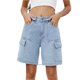 thumbnail image 1 of Las mujeres Y2K cintura alta 6 bolsillos pantalones cortos verano Jorts Casual lavado herramientas pantalones vaqueros pantalones cortos, 1 of 7